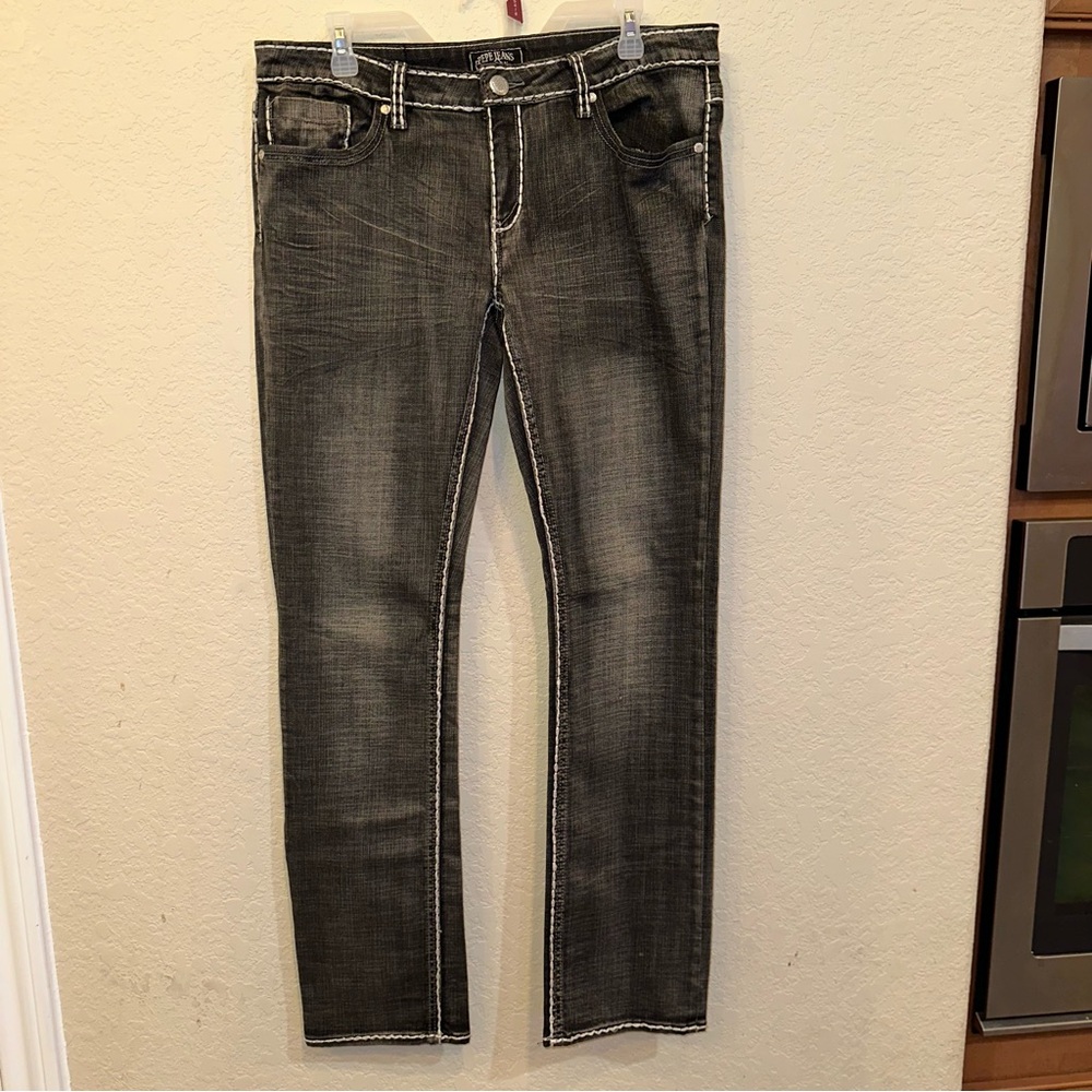 Y2K Pepe Jeans London Unisex Low Rise Black Grey Stonewash Straight Leg Jeans